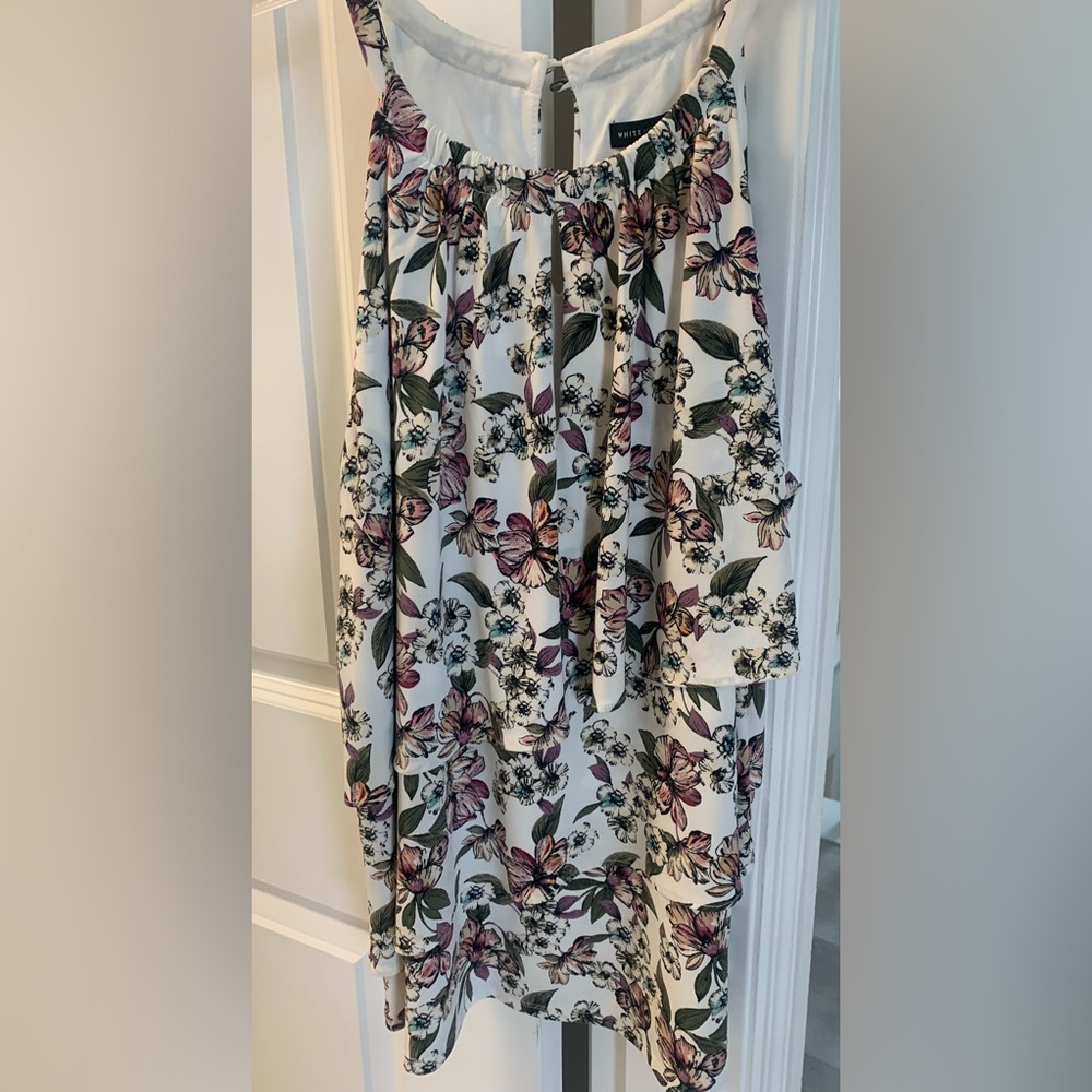 Floral tank - cream with purple/berry size M